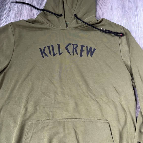 Kill Crew Fighters Club Hoodie Hooded Sweatshirt Men’s Sz large Green Active - Picture 3 of 9